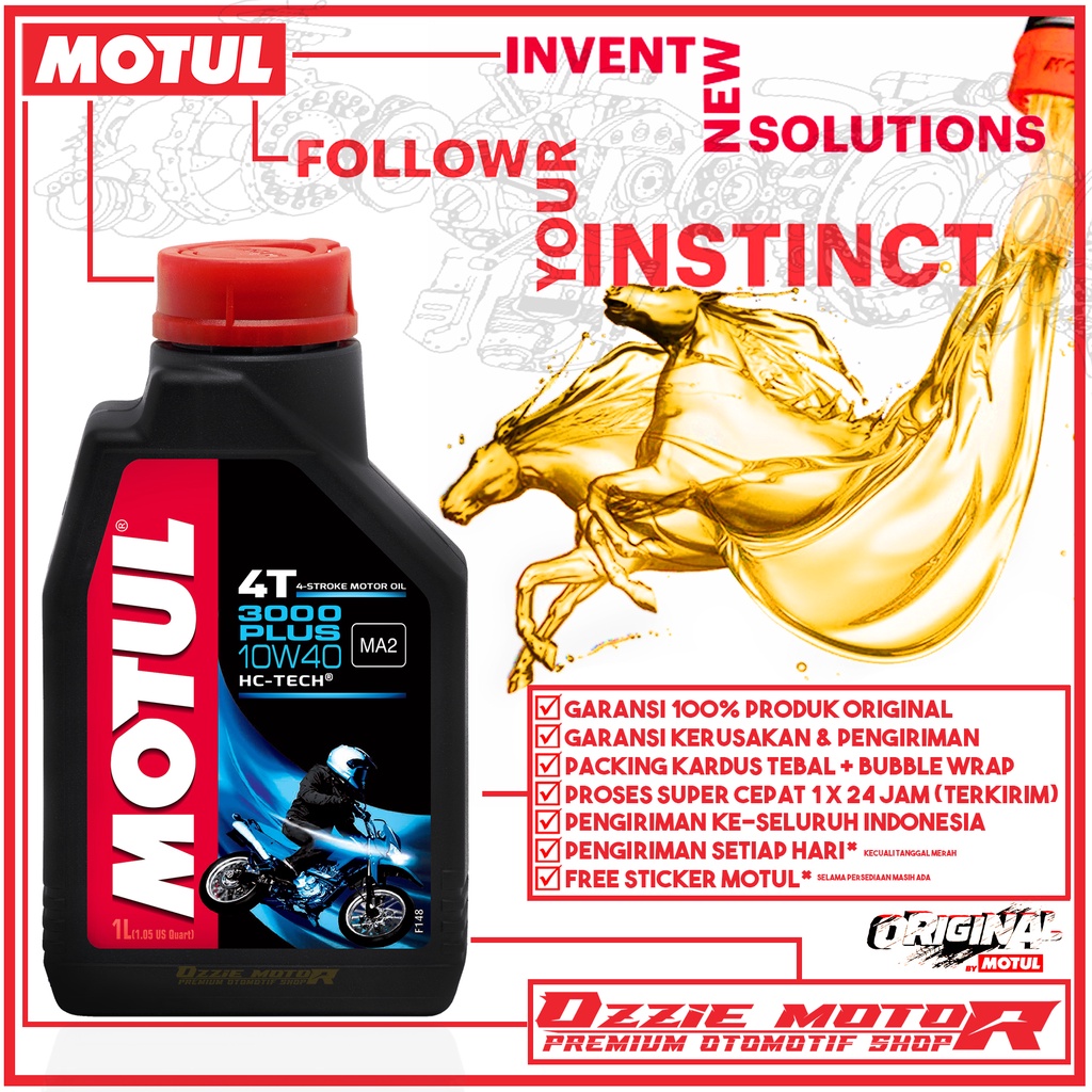 MOTUL 3000 PLUS 4T 10W40 VARIANT 800ml &amp; 1000ml OLI MOTOR IMPORT ORIGINAL 100%