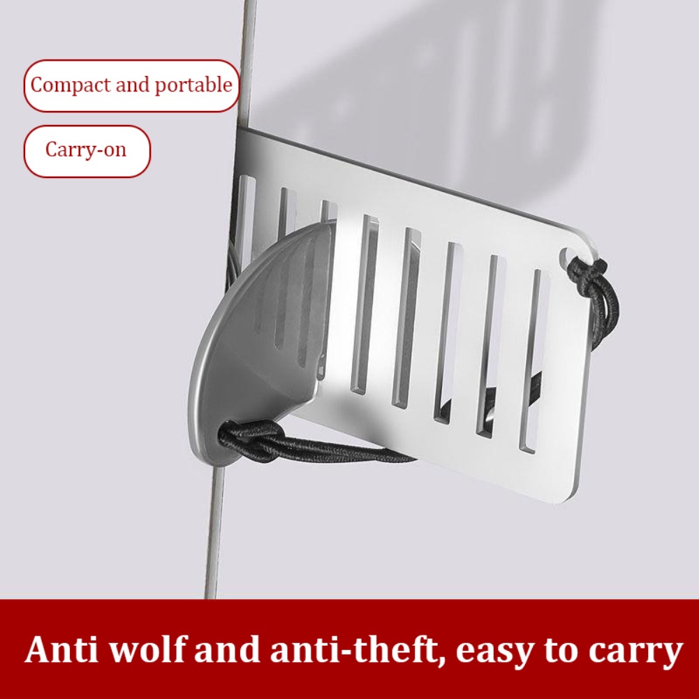 ღ Stainless Steel Keamanan Punch-Gratis Kunci Pintu Anti-Theft Door Berhenti Portable Stopper Pintu Kunci untuk Perjalanan hotel Motel Asrama Stopper