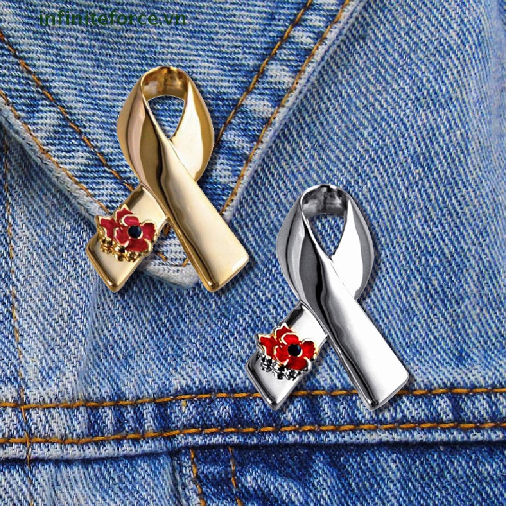 [INVN] Pin Bros Pita Bunga Poppy Merah Alloy Untuk Wanita Syal Gesper Perhiasan Hadiah Aksesoris [VN]