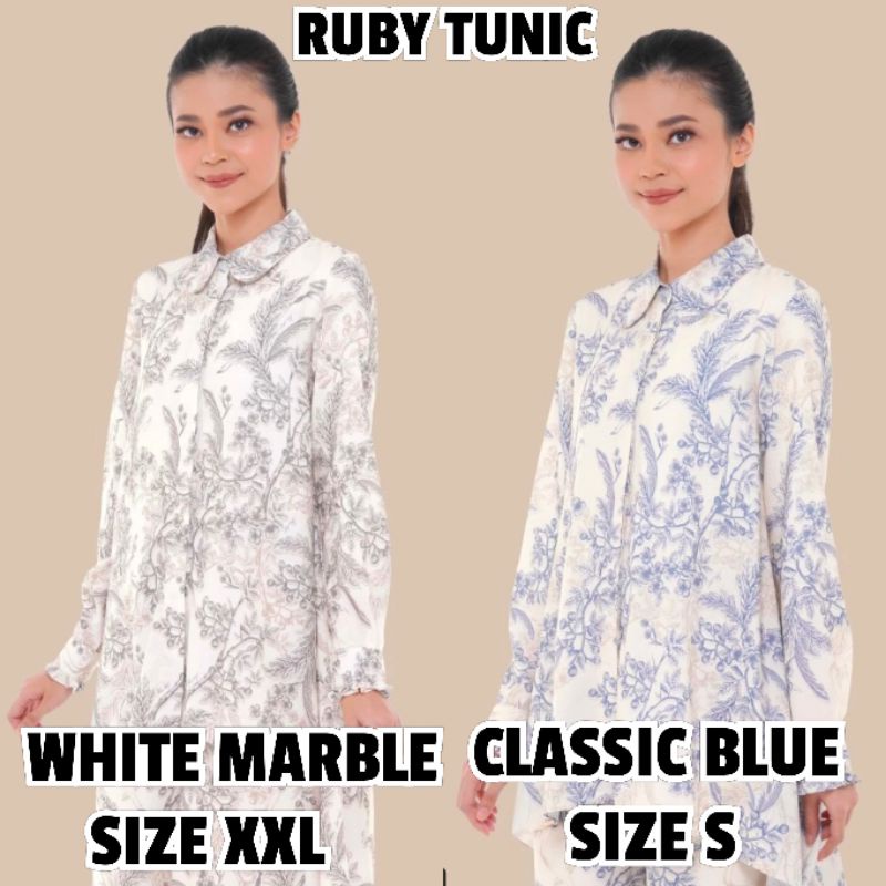 (Siap kirim) (Sale 12.12) (bukan defect) Ruby tunic by wearing klamby rosie blush size M classic blu