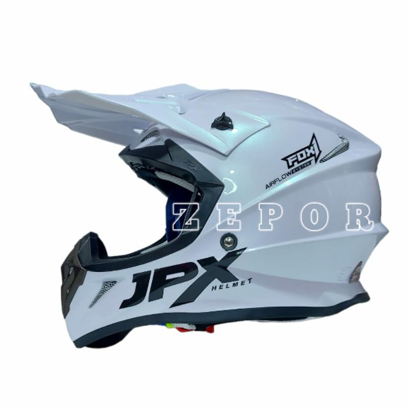Helm JPX CROSS FOX1 Solid Putih Original SNI TRAIL