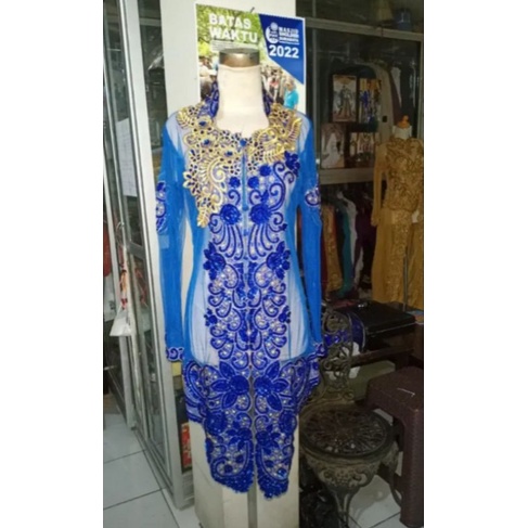 KEBAYA NAVY BERPAYET & BORDIR
