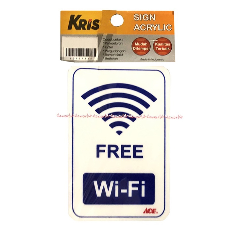 Kris Sign Acrylic Stiker Free Wifi Sticker Tanda Wifi Gratis Cocok Untuk Di Cafe Atau Toko Wife Waifi Sign Stickers Krisbow Ace Akrilik Putih