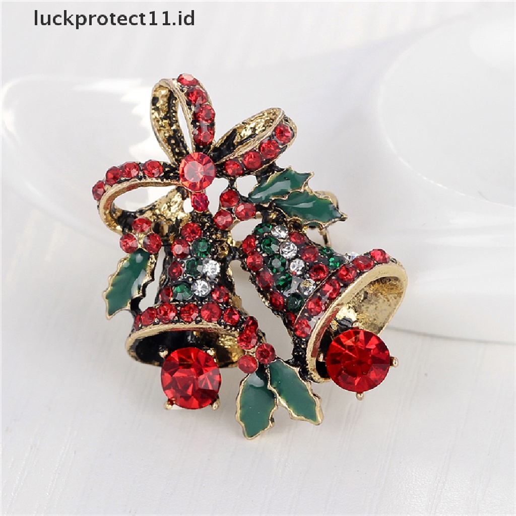 /Fashion Hot// Fashion// 1pc Fashion Natal Berlian Imitasi Lucu Natal Bell Bros Pin Xmas Hadiah Pesta.