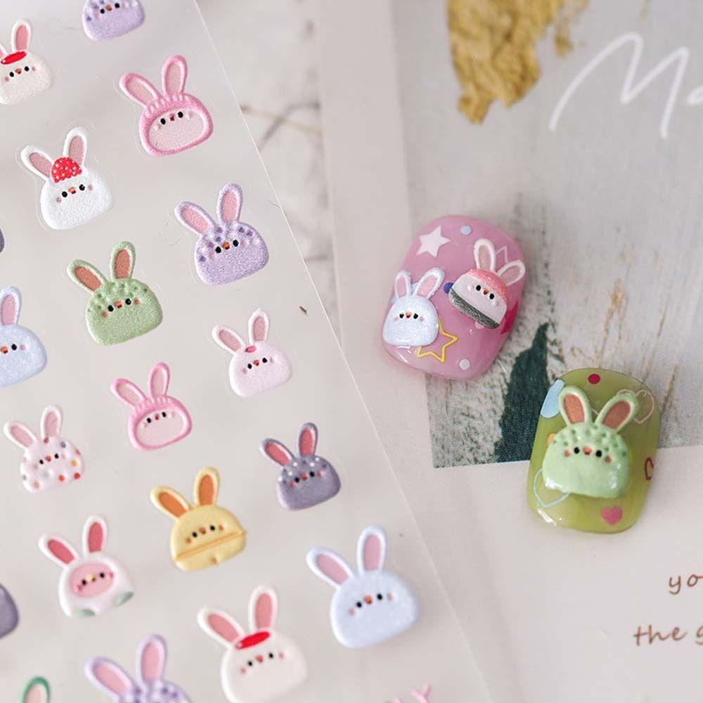 Mxbeauty Kartun Stiker Kuku Wanita Lucu Kucing Bulan Manikur Aksesoris Bear Nail Art Dekorasi