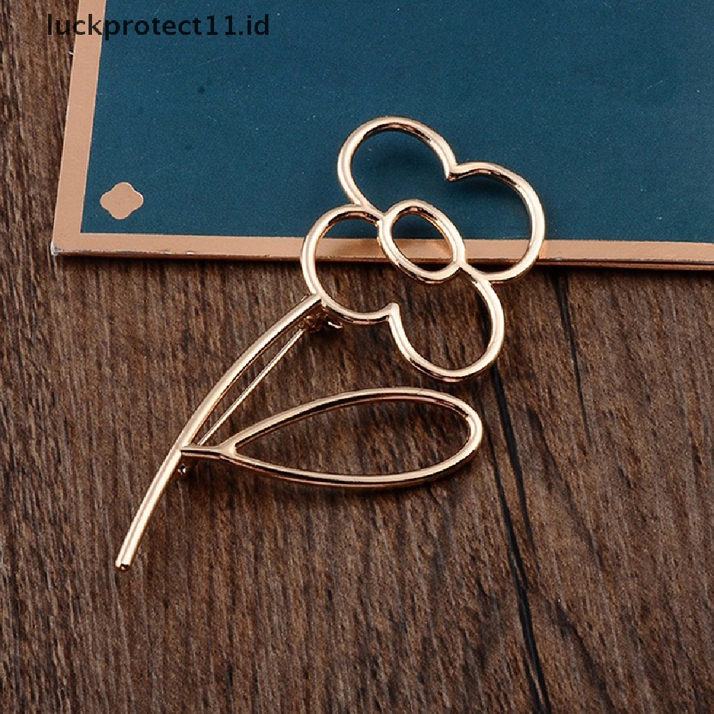 /Fashion Hot// Fashion// 1pc Fashion Brooch Pin Sederhana Berongga Bunga Bros Pin Emas Alloy Glossy Selendang S.
