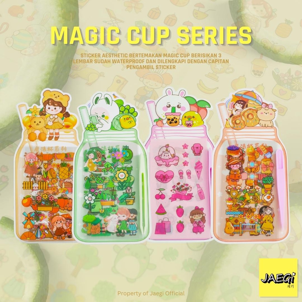

JAEGi - Premium Waterproof Books Sticker Magic Cup Series Free Pencapit Sticker