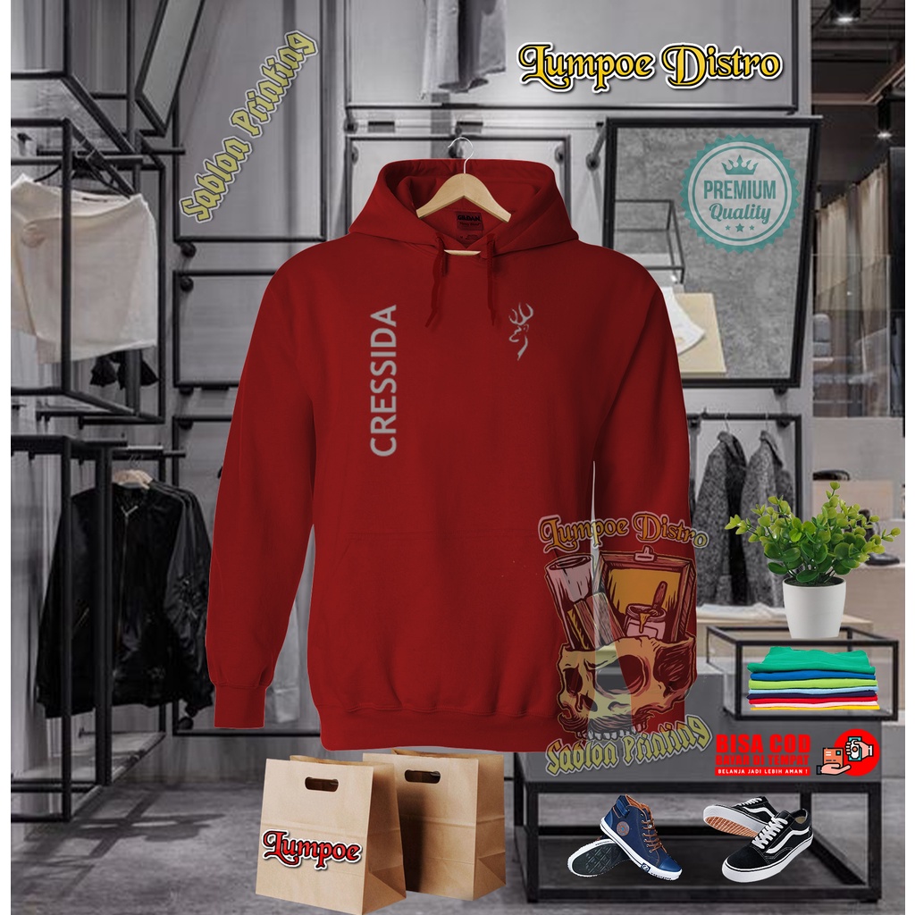Hoodie Cressida Text Quality Silver Premium Baju Tshirt Lengan Panjang Tebal Crewneck Branded  Keren