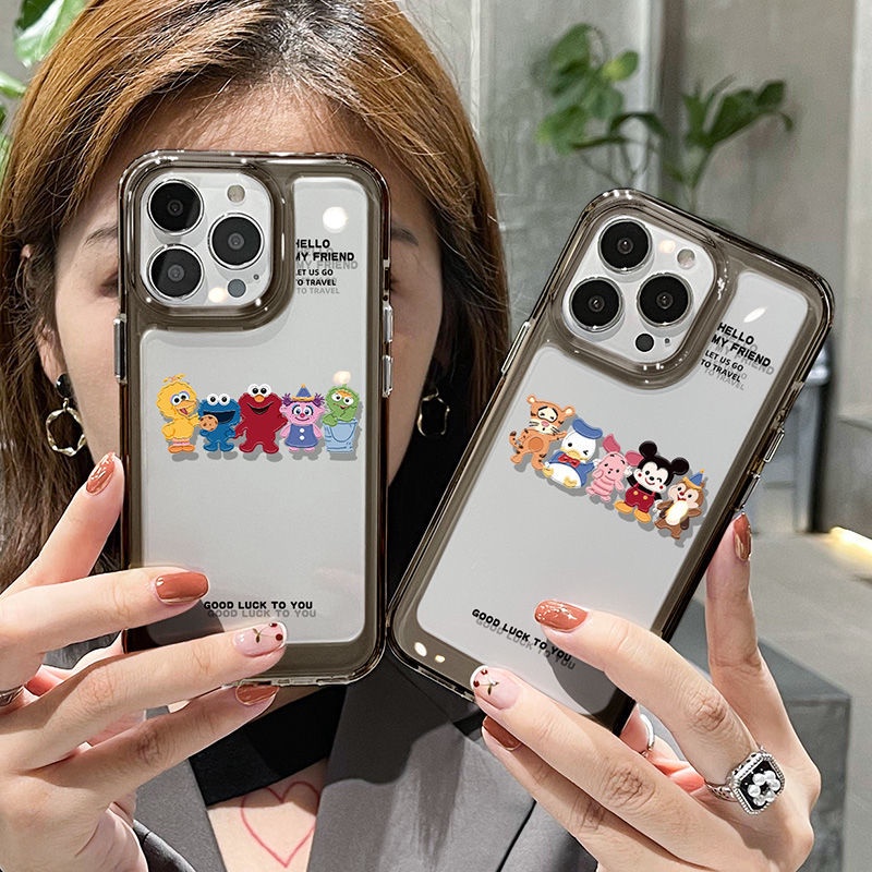 IPHONE Hewan Lucu Shockproof Soft Phone Case Kompatibel Untuk Iphone11 14 13 12 Pro XS Max X XR 78 6 6S Plus Casing Transparan Silikon TPU Cover