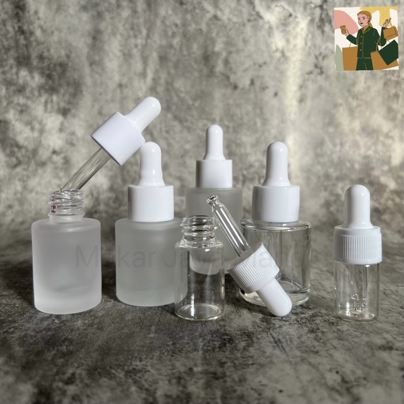 Botol Serum Botol Pipet 5ml 10ml 15ml 20ml 30ml Kaca Frosted Buram Doff / Clear Ring Kosmetik Essential Oil Botol Skincare Perawatan