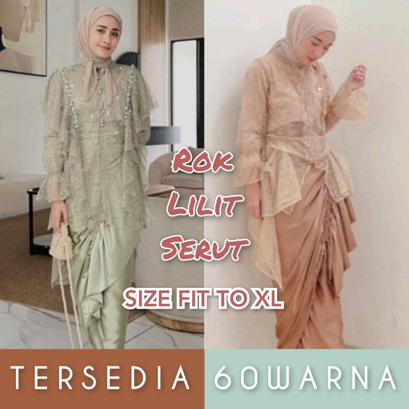 Rok Lilit serut / Wrap Skirt Serut Satin Velvet Premium | Rok lilit serut tersedia 60 pilihan warna 