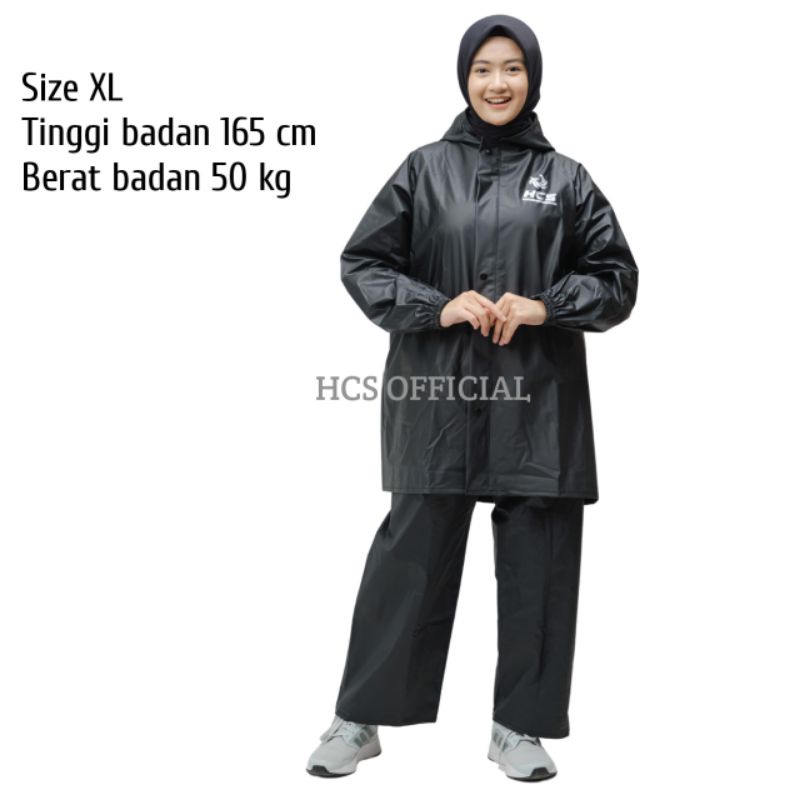 JAS HUJAN GAMIS WANITA HCS Anti Rembes Best Quality Hitam