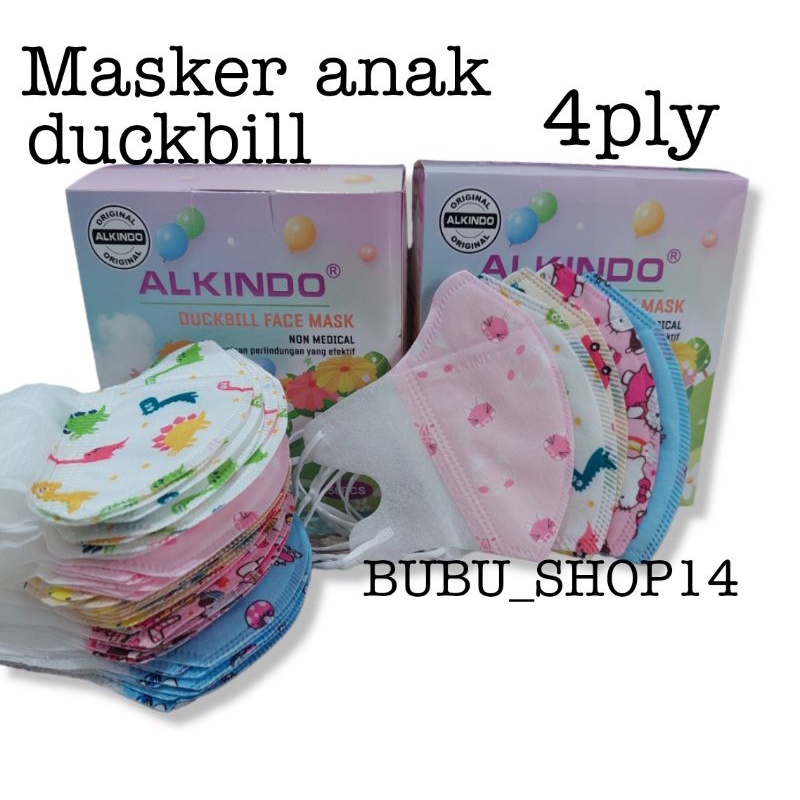 Masker Duckbill Anak Garis Alkindo 1box isi 50pcs