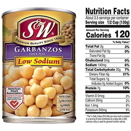 S&amp;W Garbanzo Beans Chick Peas 439gr / Kacang Garbanzo Dalam Kaleng SW