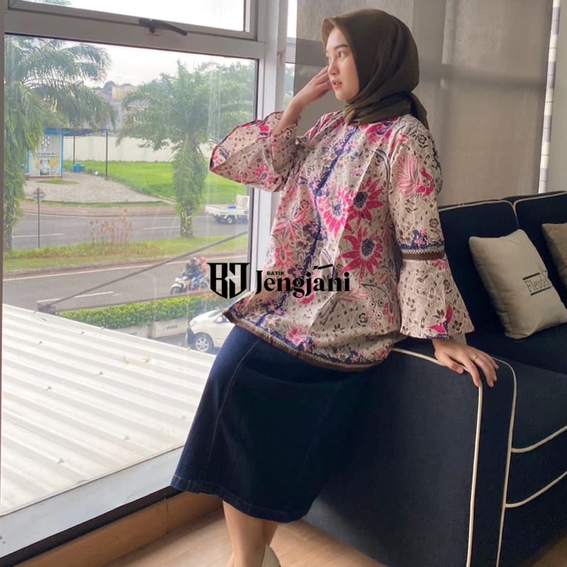 Blouse Batik Encim Hokokai | Blouse Batik Premium | Seragam Batik Kerja Kekinian Pastel