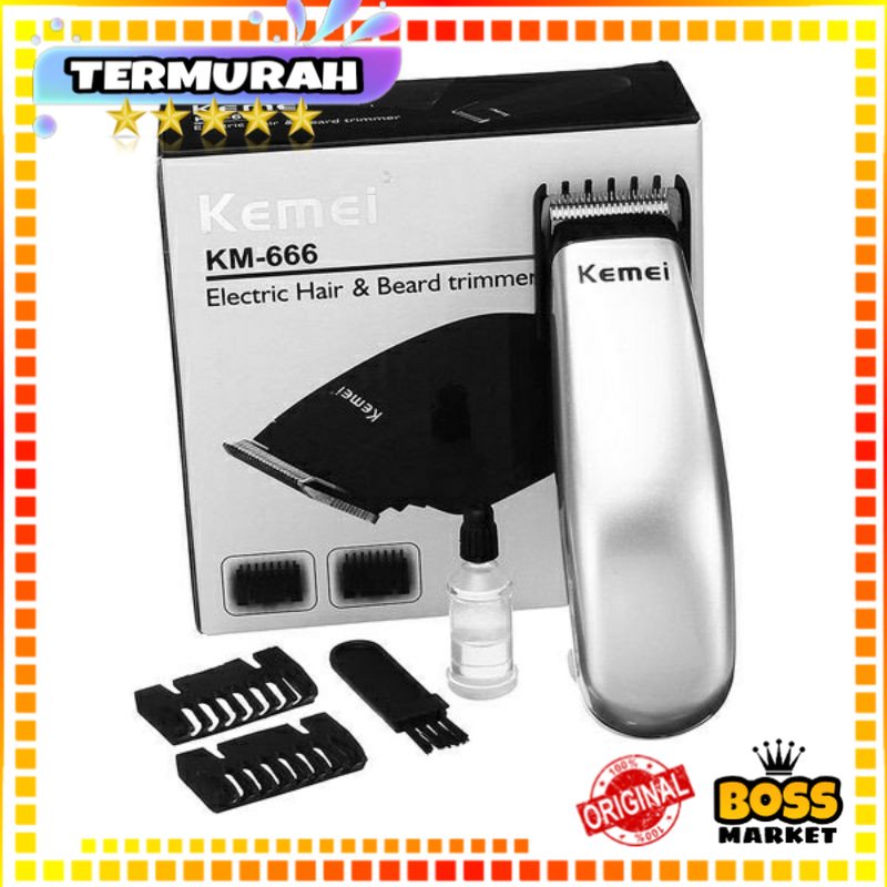 Hair Clipper Kemei KM-666 - Alat Cukur Portabel Mini untuk Pria dan Wanita, Hitam