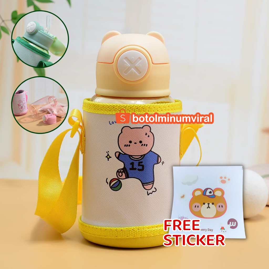 Botol Minum Anak BPA Free Sedotan Anti Bocor Bear Pouch Viral Import