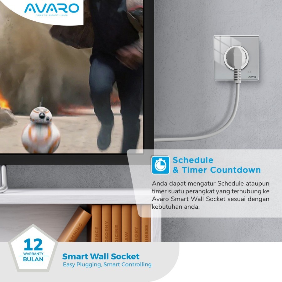 Smart Wall Socket Avaro WS01 - Wifi Smart Socket Colokan Listrik 3000W