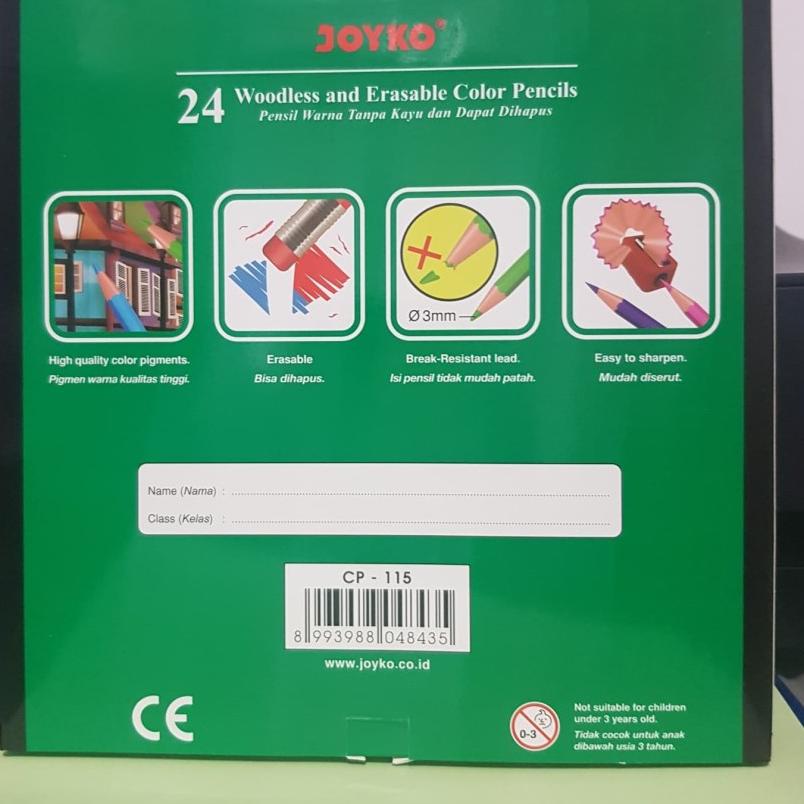 

▌▌▌ JOYKO CP-115 Pensil Warna 24 Warna Bisa Di Hapus JOYKO Erasable