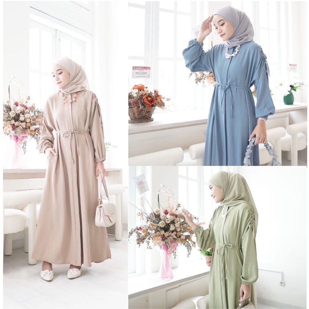 Gamis Farrisa Dress Crinkle Airflow Polos Model Terbaru