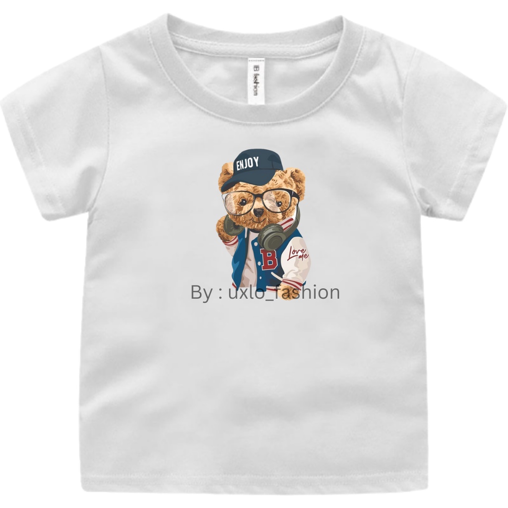 BAJU KAOS ANAK PEREMPUAN DAN LAKI MURAH MOTIF BEAR LUCU BERUANG ENJOY UMUR 2 3 4 5 6 7 8 9 TAHUN UXLO FASHION