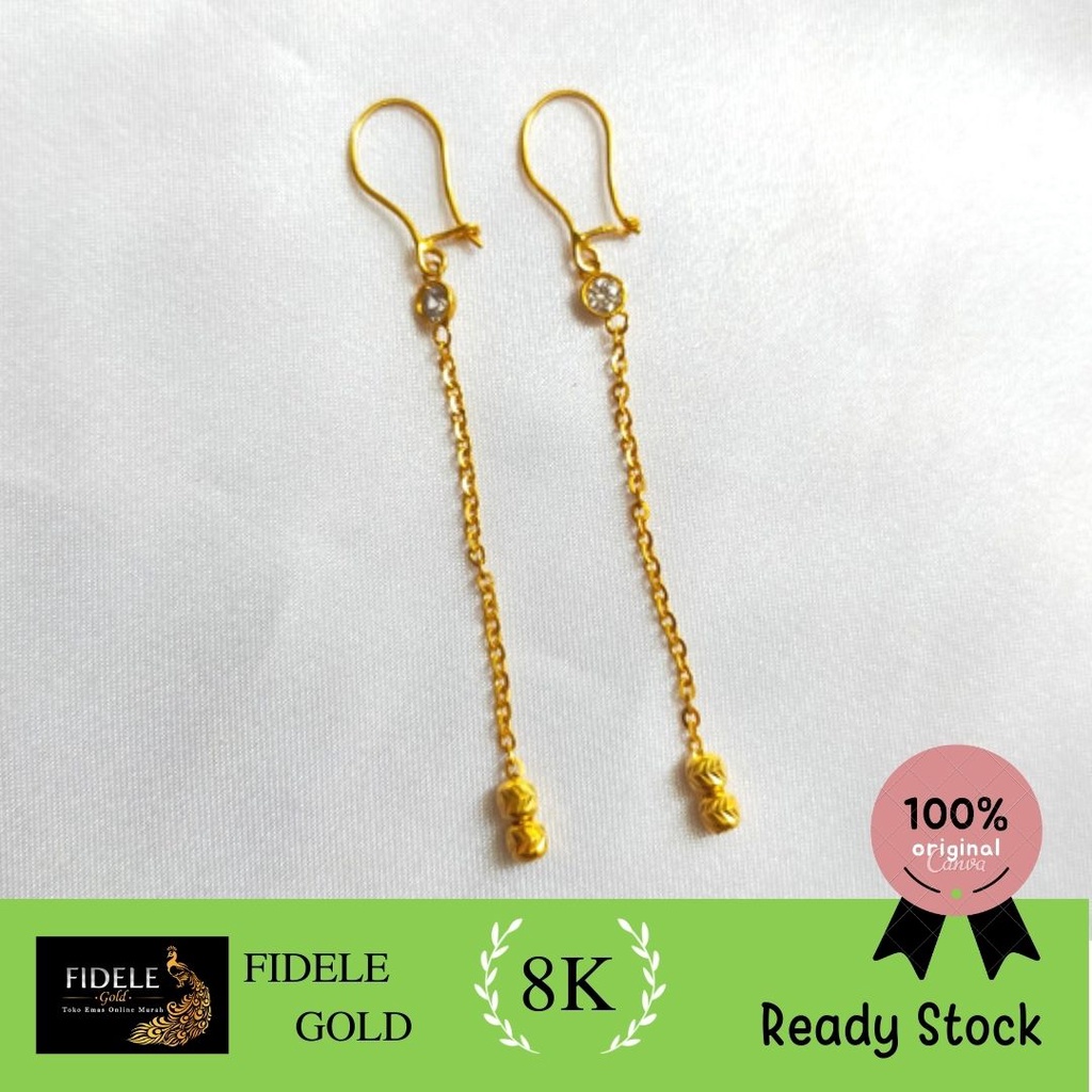 Anting Fashion Korea Panjang Emas Muda 375 Fashion Terbaru ANT0012