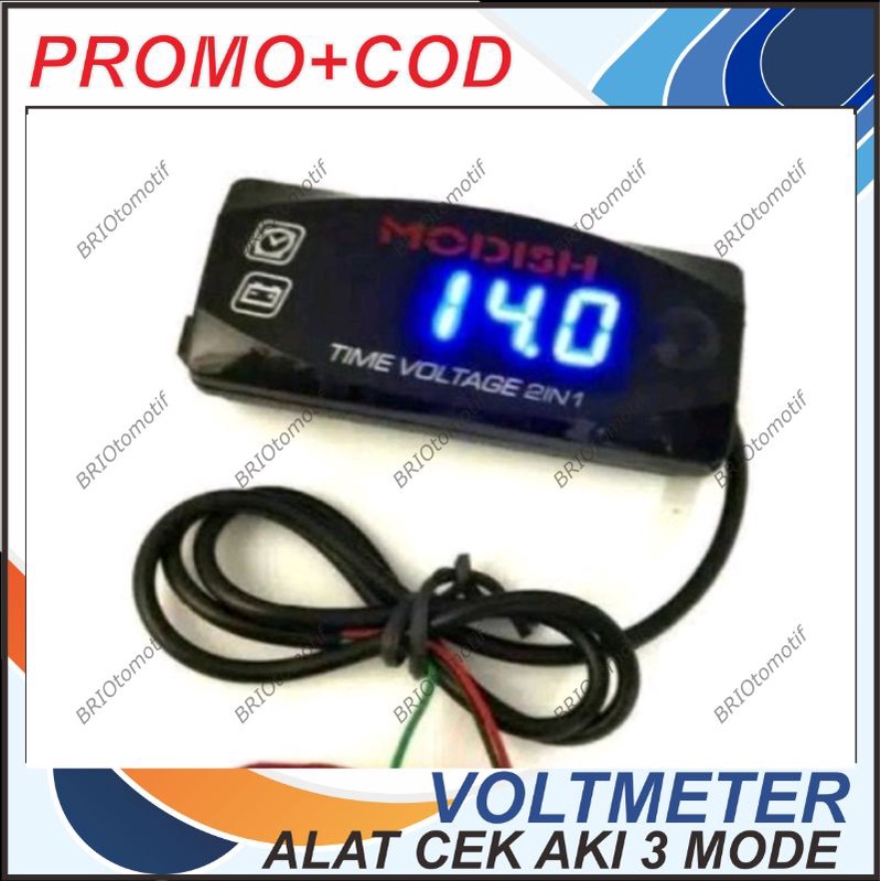 VOLTMETER MODISH DIGITAL WATERPROOF MULTIFUNGSI 12V DC: PENGUKUR SUPLAY ARUS ADAPTOR PENGUKUR TEGANG