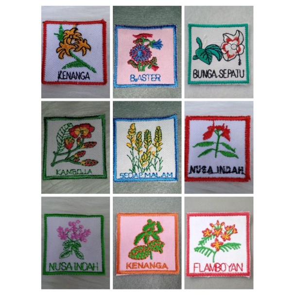 Bet Tanda Regu Bunga | Tanda Regu Bordir Gambar Bunga | Badge Pramuka