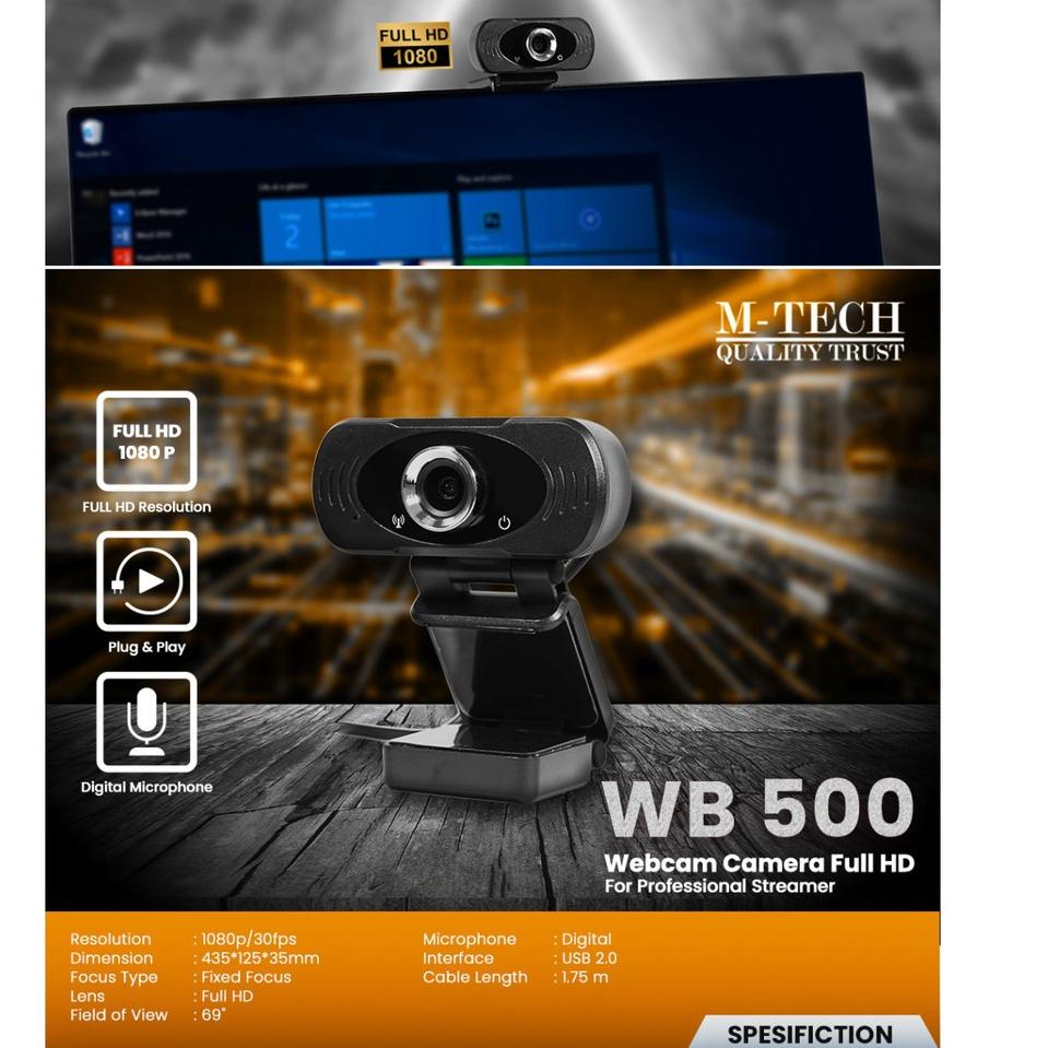 Borong Terkini Webcam m-tech 1080p full hd Wb500 - Pc web camera Usb 2.0 wb-500