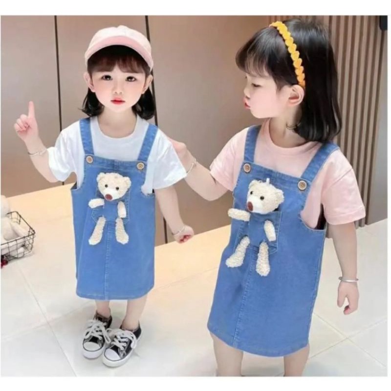 Setelan Overall boneka import premium anak perempuan
