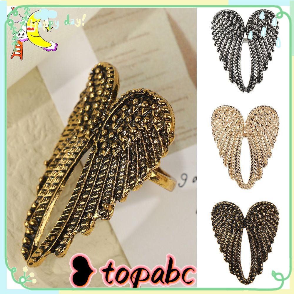 Top Sayap Malaikat Cincin Hadiah Aksesoris Fashion Punk Wanita Pria Hip Hop Besar Bentuk Hati Wings