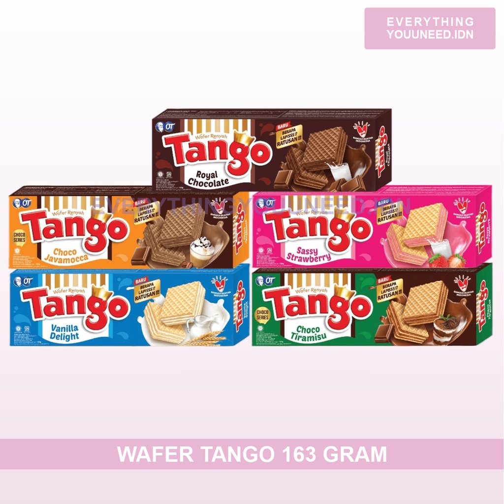 Wafer Tango Chocolate - Vanilla - Strawberry - Choco javamocha - Choco Tiramisu 163 Gram