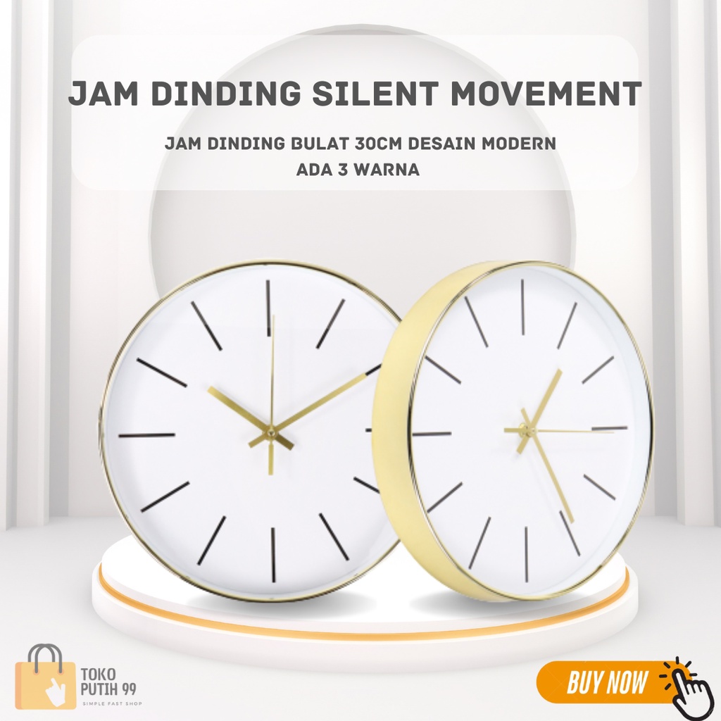 Jual Jam Dinding Bulat Silent Movement Quartz Model Modern Shopee Indonesia