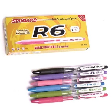 (12 PCS) Pena Standard R6 Hitam (Lusin)