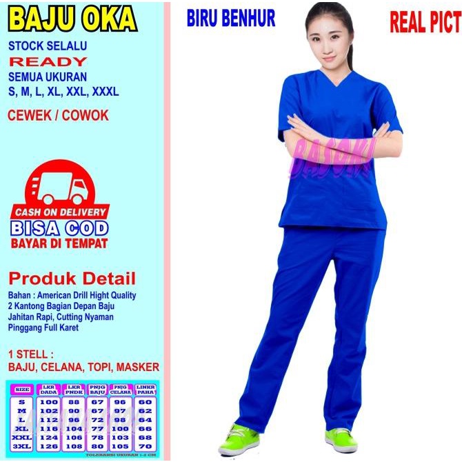 Baju OKA, Baju OK, Seragam Perawat Pria & Wanita Lengan Pendek