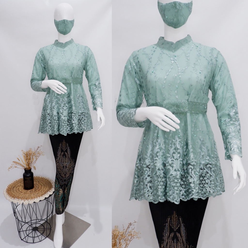 SHOPASHOP SOLO Batik Kebaya Blouse Brokat Rempel Kerah Shanghai