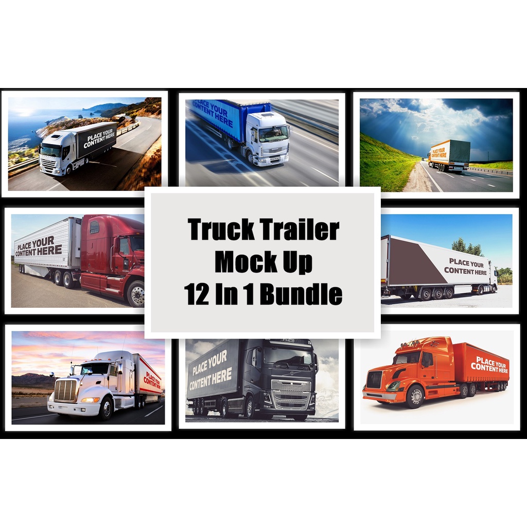 Truck Trailer Mock Up 12 In 1 Bundle
