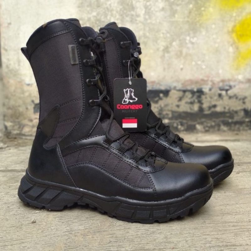 sepatu pdl tactikal TNI/POLRI semi kulit ujung besi terbaru 100%original CAANGO MILITERI