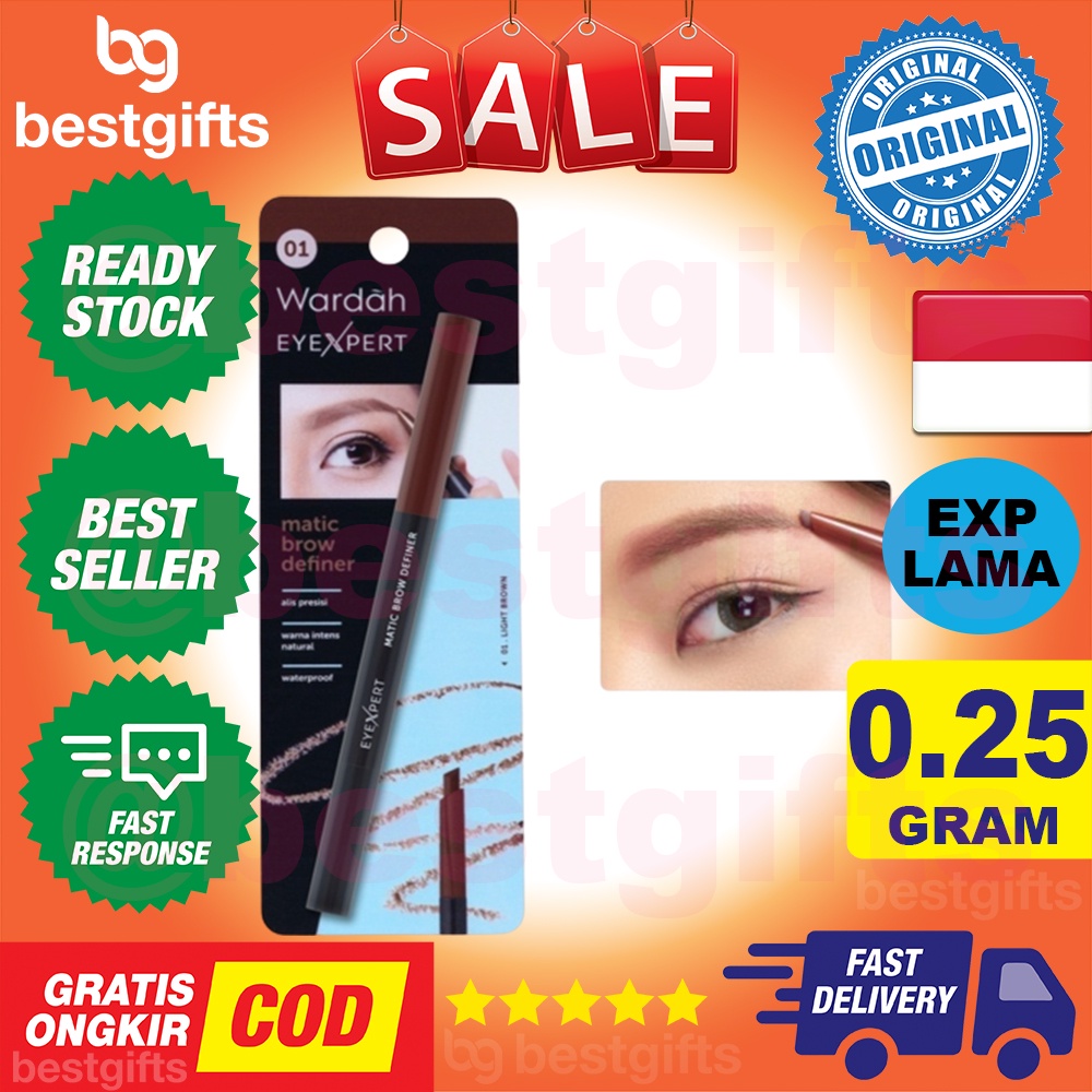 WARDAH EYEXPERT MATIC BROW DEFINER PENSIL ALIS ANTI AIR DAN TAHAN LAMA 0.25 GRAM - 01 LIGHT BROWN