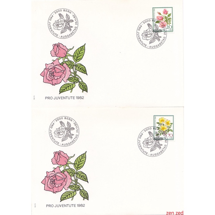 

A582 Prangko Swiss FDC 1982 Stamp Day - Roses 5 Pcs