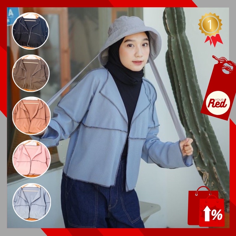 ✨YOURED✨ COD - N32 Camelia Cardigan Kain Waffle Wanita / Cardigan Korean Style Wanita Oversize / Baj
