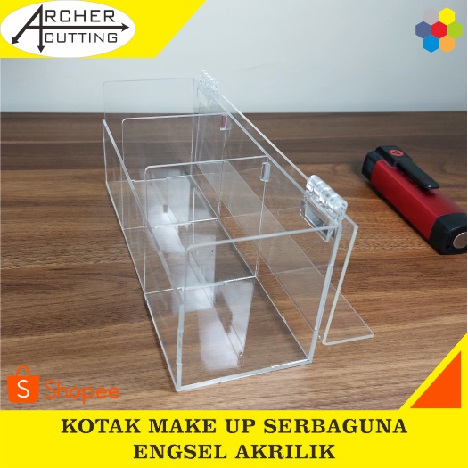 ORGANIZER KOTAK MAKE UP KOTAK TEH KOTAK BOX SERBAGUNA TUTUP L ENGSEL AKRILIK