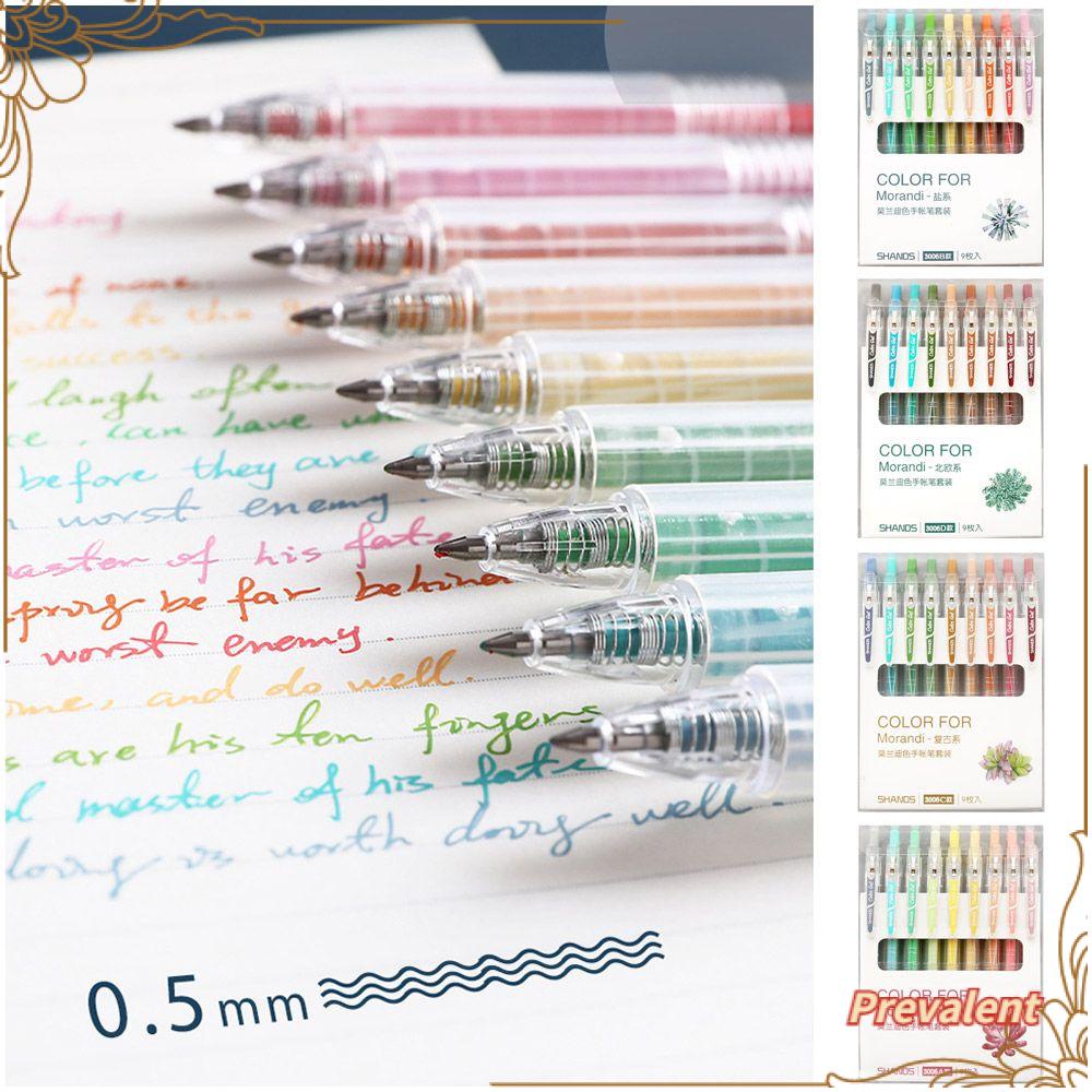 Preva 9pcs/Set Gel Pulpen Set Hadiah Kreatif Alat Tulis Alat Tulis Press Type Marker