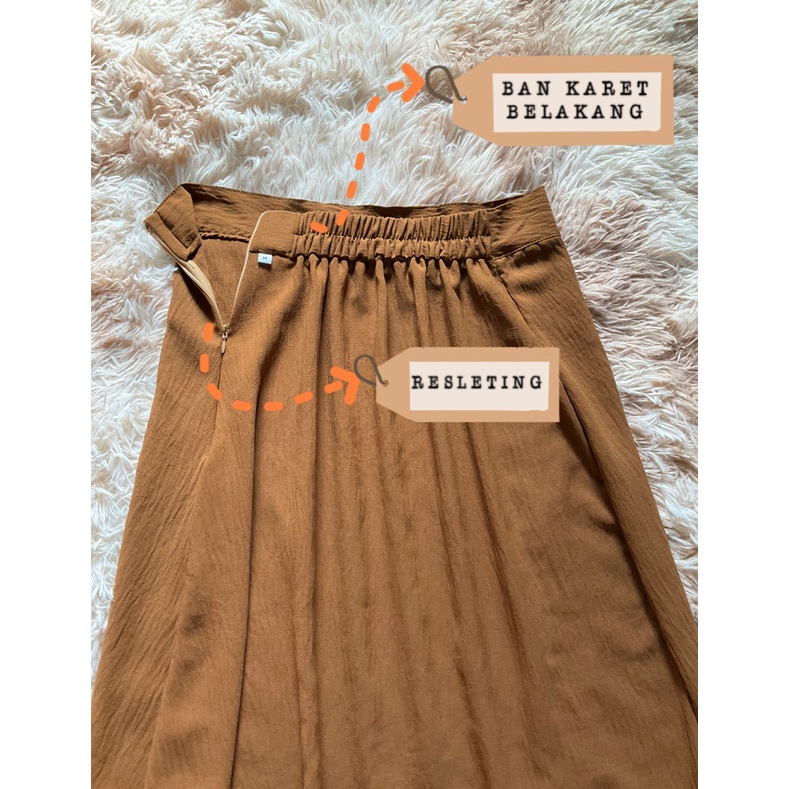 Himawari Korean Skirt Simple Rok Serut High Waist Dengan Resleting Tersedia Dari Ukuran S Sampai XL I Rok Span Serut Casual Daily High Waist