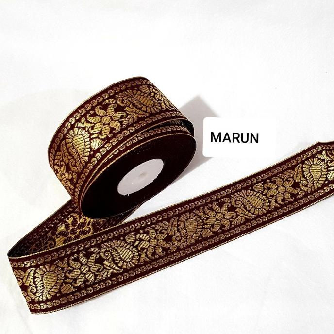 

[BISA COD] PITA RENDA MOTIF BATIK GOLD LEBAR 5CM ISI 20YARD