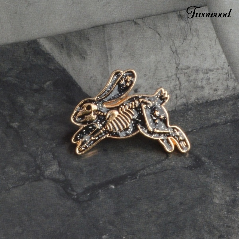 Twowood Unisex Skeleton Running Rabbit Enamel Bros Pin Tas Topi Jaket Kerah Lencana