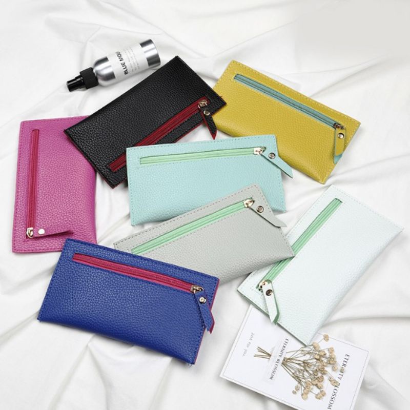 DK29 Dompet Kulit Wanita Panjang Polos 20x11cm