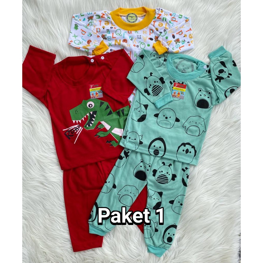 PAKETAN HEMAT (2) stelan baju bayi lucu murah 3-18 bulan 3 PCS