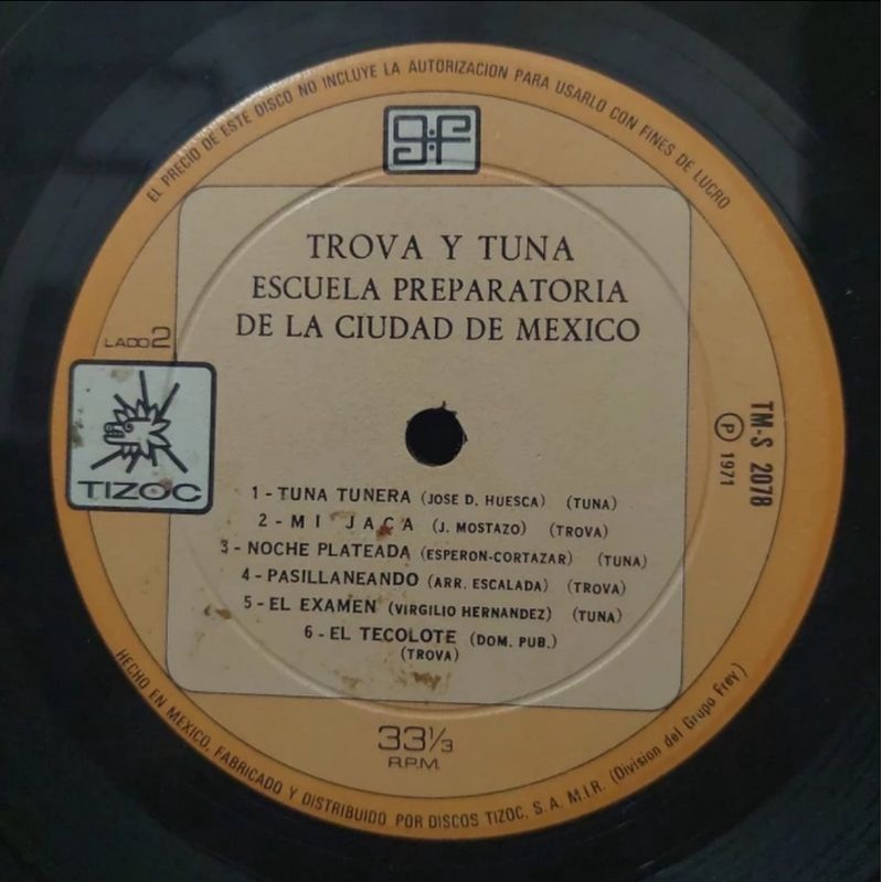 Vinyl Piringan Hitam 12 inch Trova Y Tuna Escuela Preparatoria De La