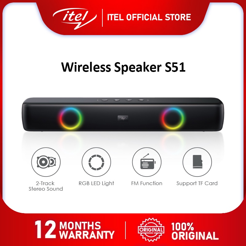 itel Extra Bass Bluetooth Speaker RGB LED Portable Sound Bar Jumia